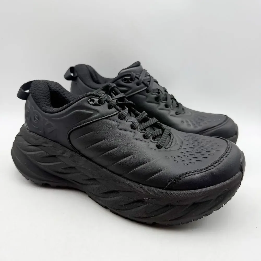 Hoka Womens Bondi Slip Resistant Work Shoes US 6.5 M Black Soft Toe EUC
